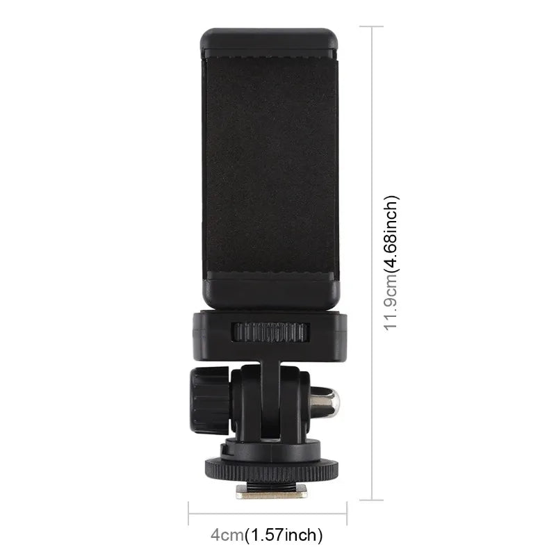 Flexible Tripod Adapter with Phone Holder: Hot Shoe Mount for Camera, iPhone, Samsung, Canon, Nikon, Sony DSLRs - Monitor and Cold Shoe Attachment