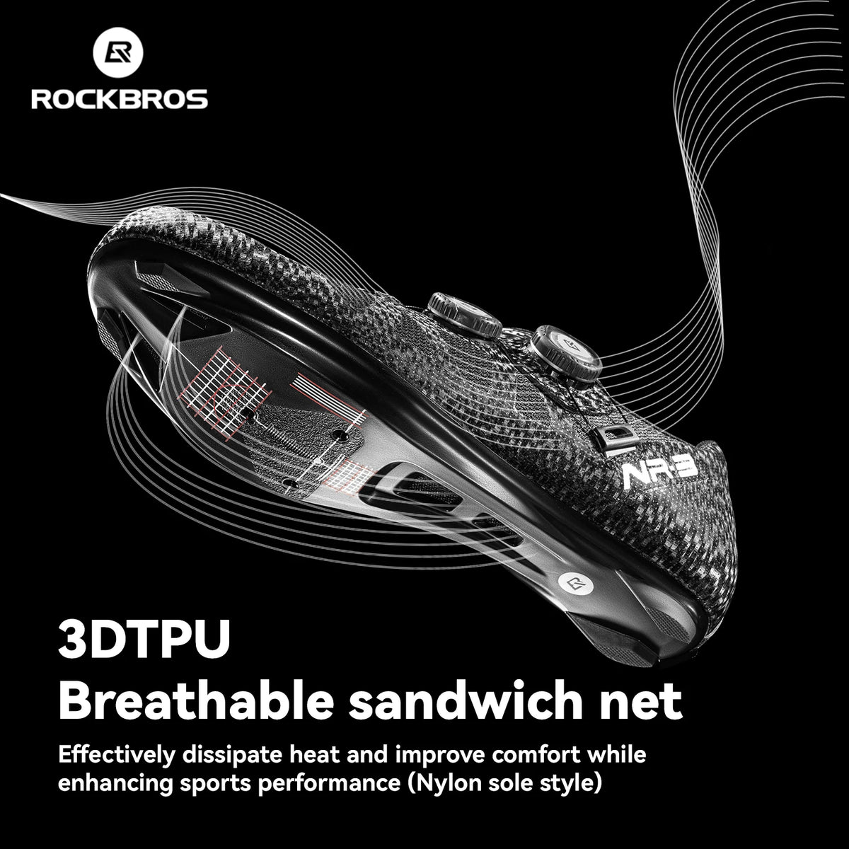 ROCKBROS Cycling Shoes - Professional Road Bike Self-Locking SPD Cleat Shoes with Knob Buckle Fastening