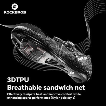 ROCKBROS Cycling Shoes - Professional Road Bike Self-Locking SPD Cleat Shoes with Knob Buckle Fastening