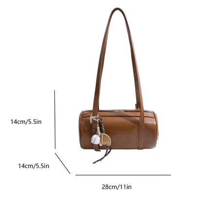 2024 Multifunctional Cylinder Shoulder Bag for Women – Luxury Crossbody Handbag with Pendant