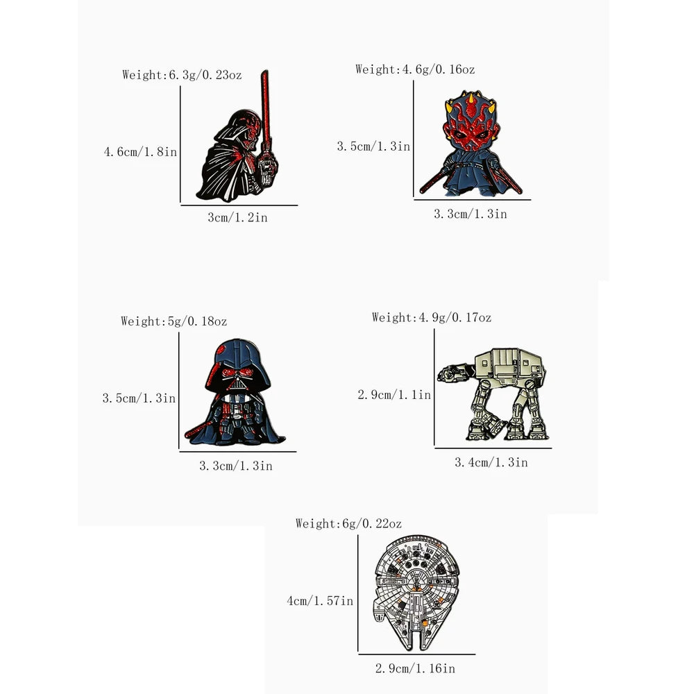 5-Piece Fantasy Lord Enamel Pin Set - Cartoon Character Brooches & Decorative Lapel Badges for Bags and Backpacks