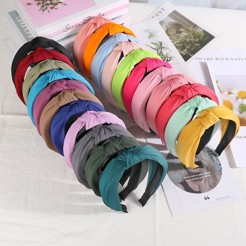 New Knotted Headbands for Women & Girls – Solid Color Hair Bands, Simple Retro Hair Hoop, Makeup Headwear, Hair Accessories