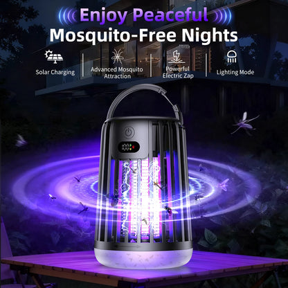 Solar Fly Zapper Garden Light - Rechargeable Outdoor Mosquito Killer Lamp & Insect Trap
