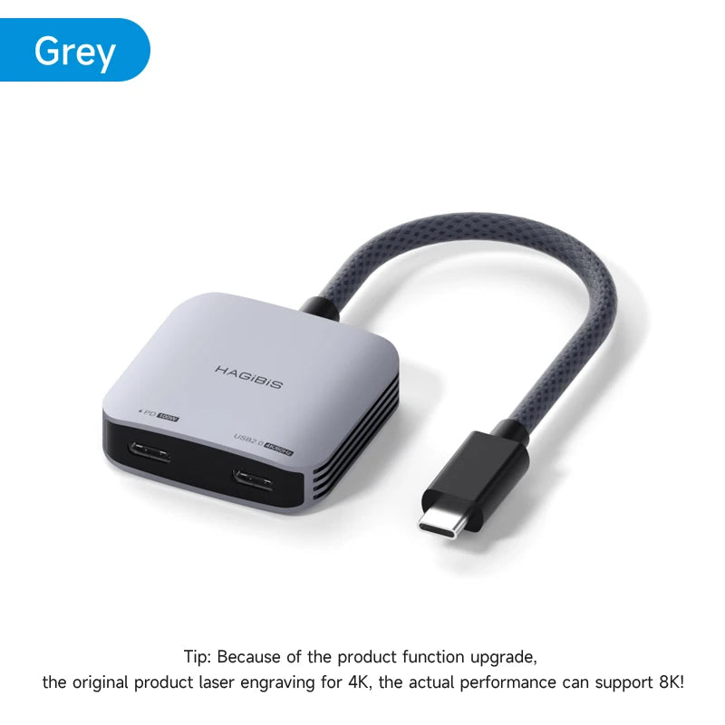 Hagibis AR Glasses Adapter USB-C Hub — Charging & Play Converter for Switch, Rokid, Xreal, RayNeo Air