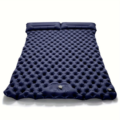 Double Inflatable Camping Mattress with Built-in Pillow Pump - Outdoor Air Sleeping Pad for Backpacking and Hiking