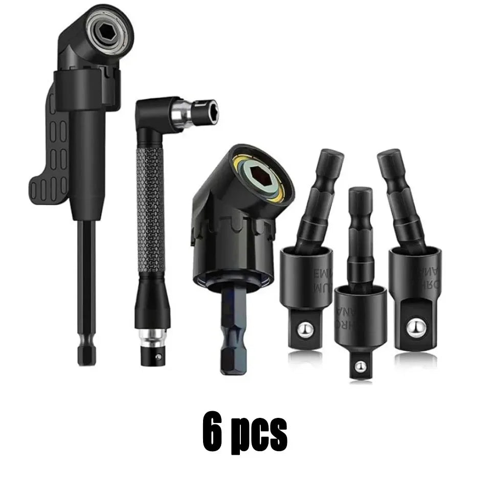 Flexible Drill Extension Kit – 105° Right Angle Drill Adapter with Universal Sleeve, Multi-Size Drill Extender Tool for Tight Spaces