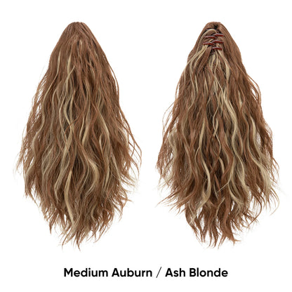 13-Inch Premium Synthetic Curly Claw Clip Ponytail – Blonde Brown Short Hairpiece, Fake Hair Extensions P064