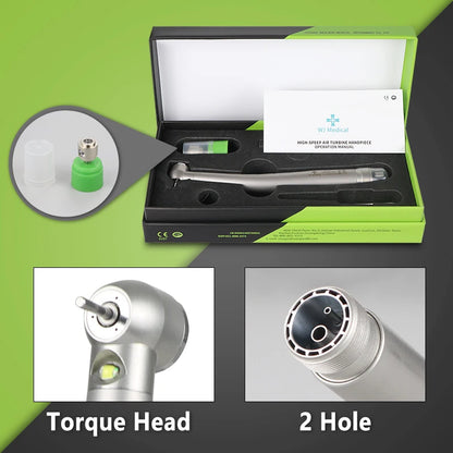 Dental LED High-Speed Handpiece — E-Generator Air Turbine with Push Button, Triple Water Spray & Dentist Tips Model B2 M4