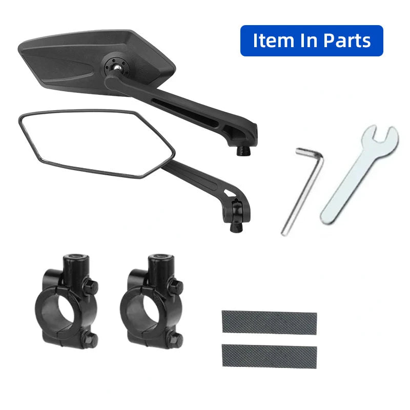 Adjustable Bicycle Rear View Mirror – Rotatable Handlebar Reflector with Wide-Angle Back Sight & Installation Tools