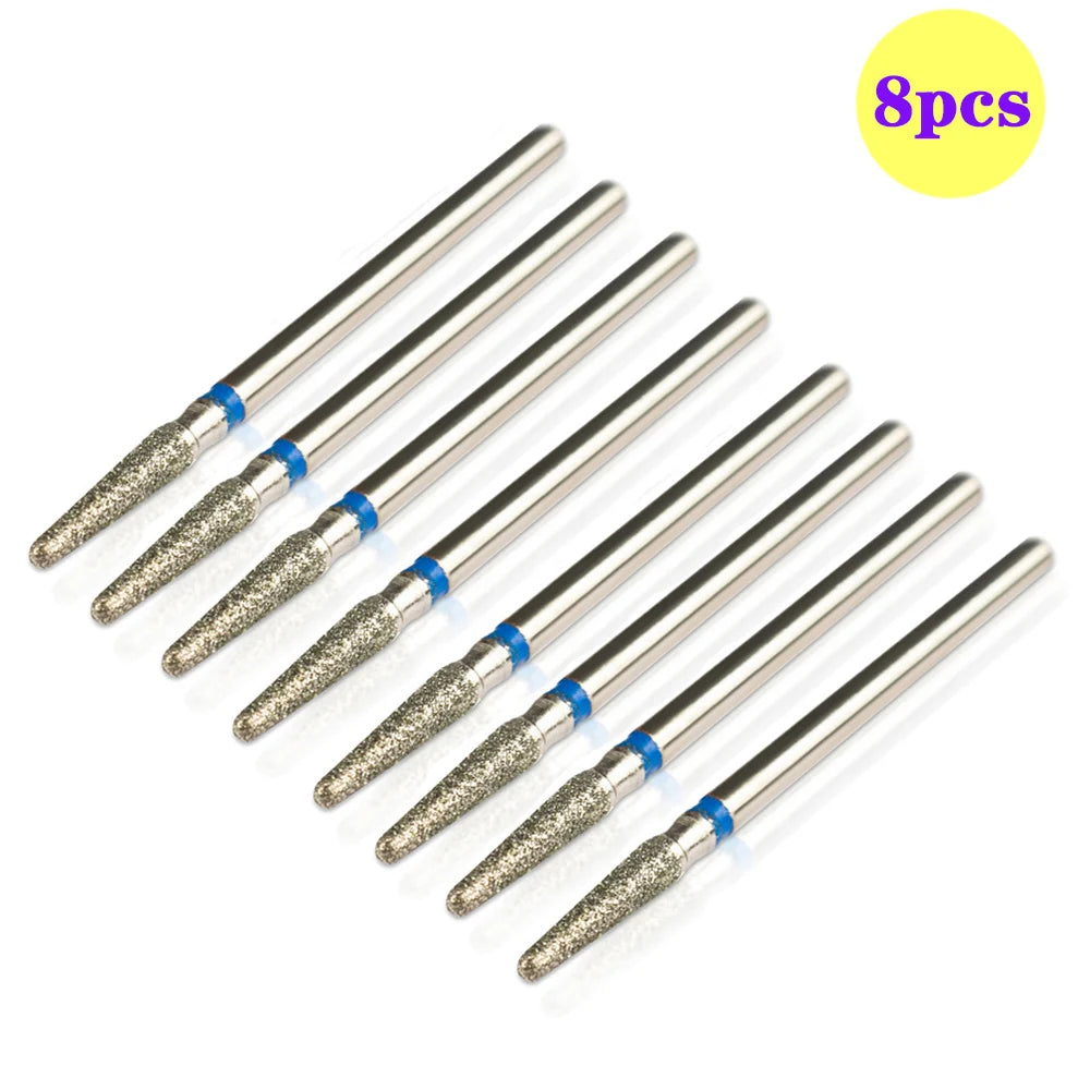 8pcs Diamond Nail Drill Bit Set - Rotary Electric Milling Cutters for Pedicure, Manicure, Cuticle Burr & Nail Tools Accessories