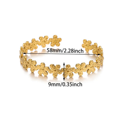 Punk Sunflower Fish Gold Stainless Steel Bracelet – Trendy Women’s Bangle Wedding Couple Jewelry