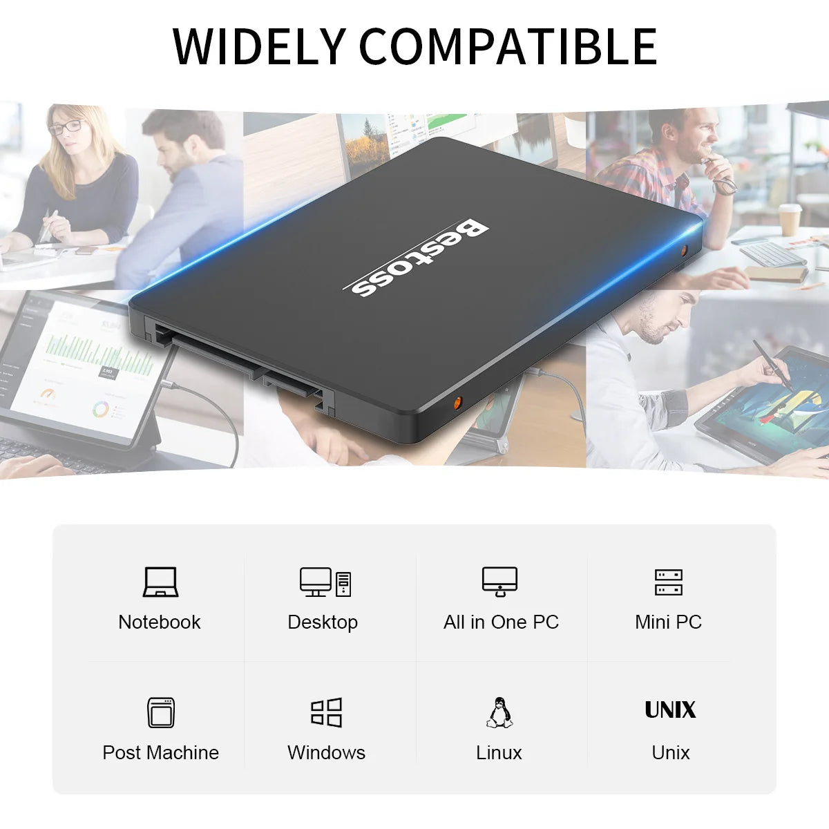 Bestoss SSD 4TB Internal SATA – 1TB, 512GB, 256GB, 128GB, 2TB Hard Drive for Laptop & Notebook (SSD201 45)