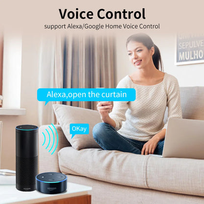 Smart Tuya WiFi/ZigBee Electric Curtain Shutter Motor – 22.5CM, RF Remote, App Control, Alexa, Google Assistant & SmartThings Compatible