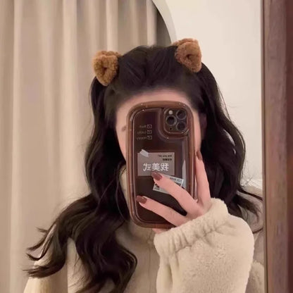 Plush Cat Ear Hair Clips - Soft Cute Princess Hair Accessories for Women and Girls, Autumn Winter Hair Claws