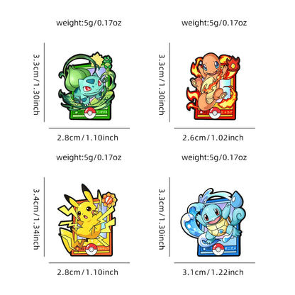 4Pcs Cartoon Anime Enamel Pins - Cute Metal Brooch Badges for Backpacks, Clothing and Gifts