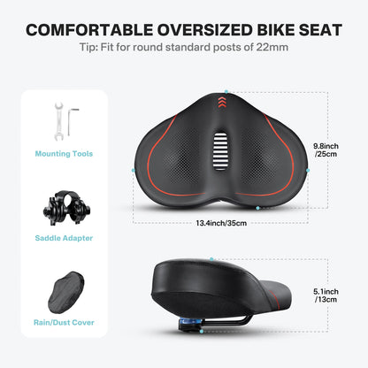 YOUNGDO Noseless Oversize Bike Seat Cushion | Wide Bicycle Saddle for Peloton, Stationary, Ebike & City Bikes