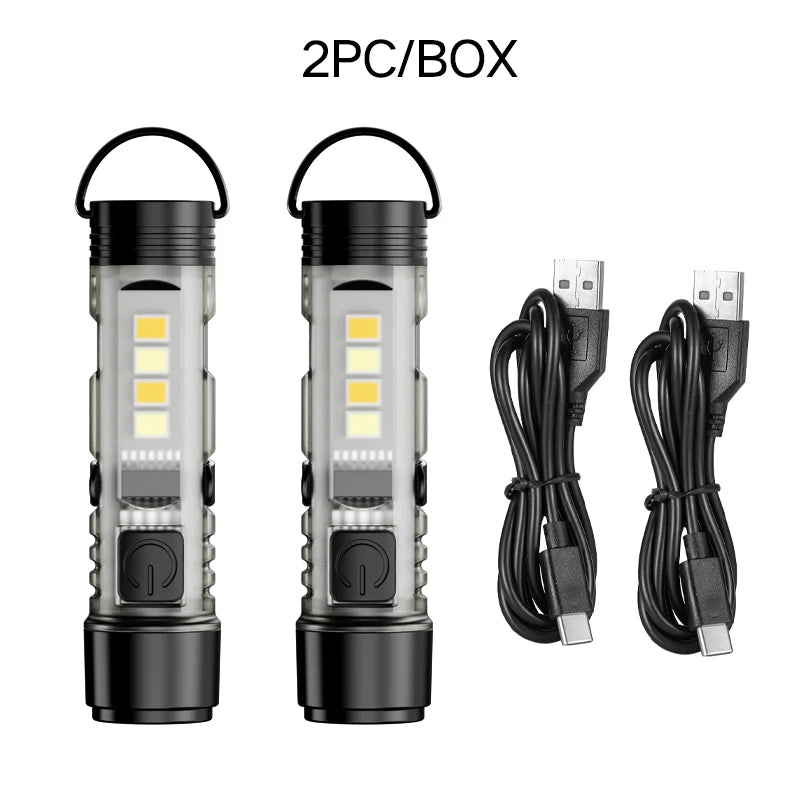 Mini USB Rechargeable LED Keychain Flashlight - Super Bright Magnetic Portable Light for Outdoor, Camping & Emergency Use
