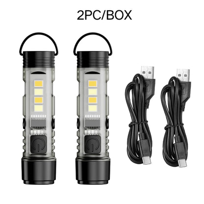 Mini USB Rechargeable LED Keychain Flashlight - Super Bright Magnetic Portable Light for Outdoor, Camping & Emergency Use