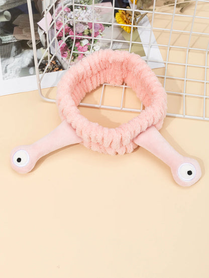 Cute Animal Ears Headband – Soft Coral Fleece with Fluffy Ball, Elastic Hair Band for Makeup & Face Washing