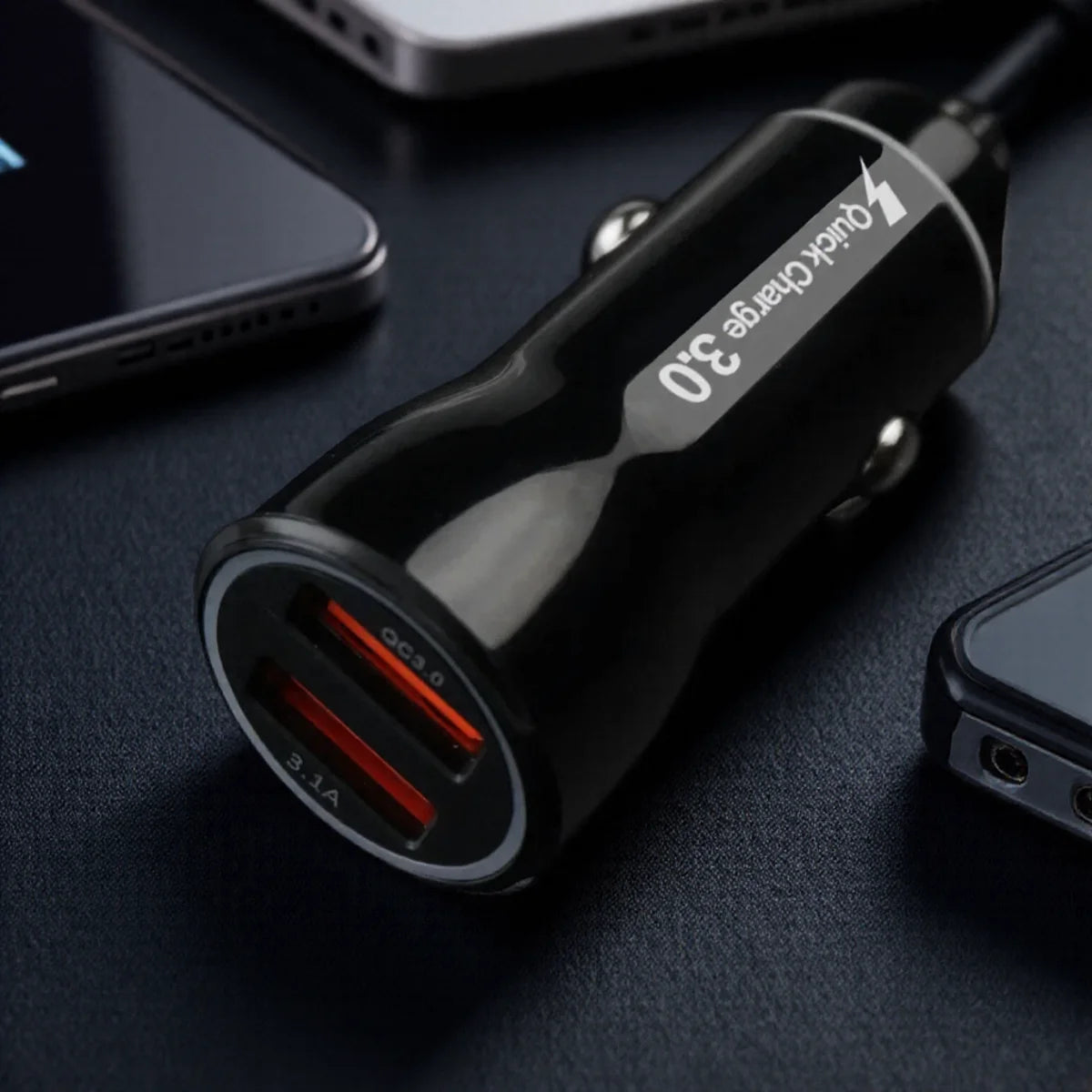 33W Dual USB Fast Car Charger Adapter Smart IC 3.1A Flush Fit Cigarette Lighter Power Supply for Vehicles with High-Speed Charging Support