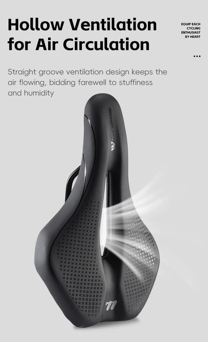 WEST BIKING Bicycle Saddle — Comfortable Hollow PU Leather Bike Seat | Wear-Resistant Road Cycling Cushion
