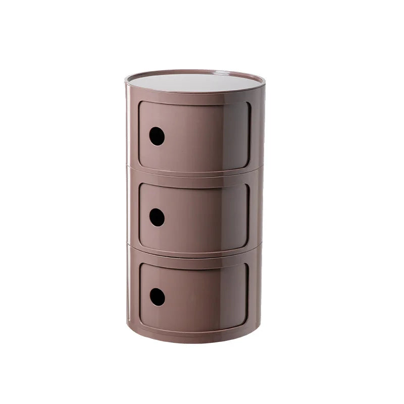 Nordic Minimalist White Bedside Table – Modern Round Plastic Side Cabinet, Small Creative Storage Unit