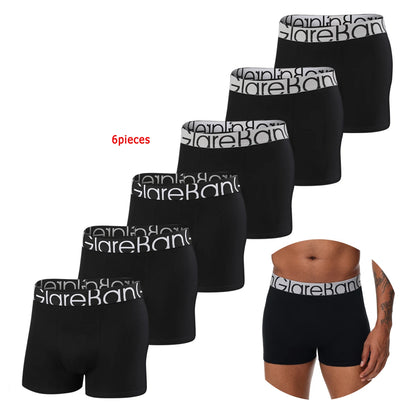 6-Pack Men’s Black Boxer Shorts – Soft Breathable Cotton Underwear Set, Comfortable Everyday Male Boxers Briefs 2024 Style