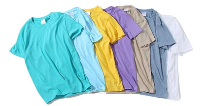 100% Cotton Unisex T-Shirt – Solid Color O-Neck Short Sleeve Tops for Men & Women, Summer Korean Loose Fit M-4XL