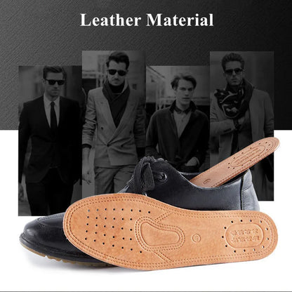 Real Cowhide Leather Insoles – Soft, Breathable, Anti-Slip Shock Absorbing Shoe & Boot Inserts