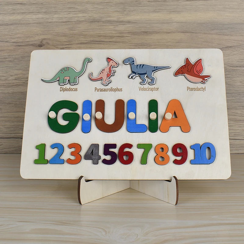 Montessori Personalized Wooden Name Puzzle — Custom Letter Board Educational Toy for Babies