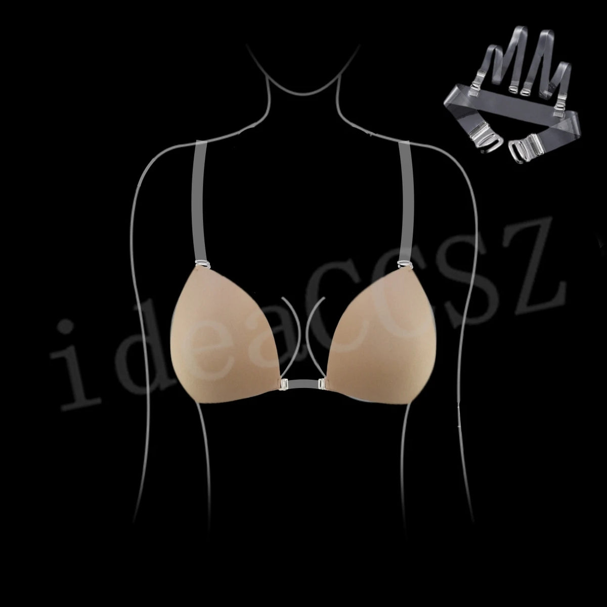 Deep U-Plunge Sticky Bra - Invisible Adhesive Silicone Bra for Backless Wedding Dresses and Low-Cut Outfits