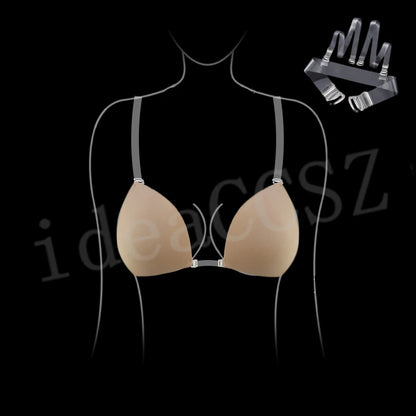 Deep U-Plunge Sticky Bra - Invisible Adhesive Silicone Bra for Backless Wedding Dresses and Low-Cut Outfits