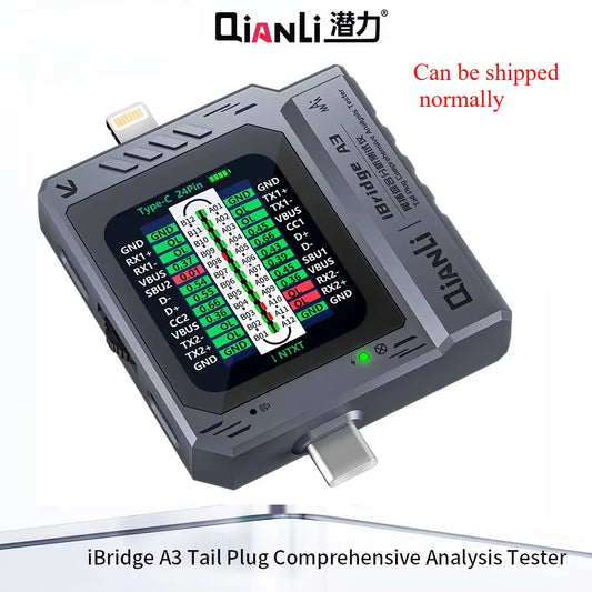 QIANLI iBridge A3 Mobile Tail Plug Detector | Supports Lightning & Type-C Devices for iPhone, Huawei, Samsung & More