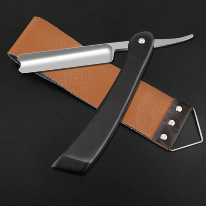 Professional Barbershop Men’s Shaver – Straight Edge Barber Razor Knife for Beard Shaving with Wiping Cloth