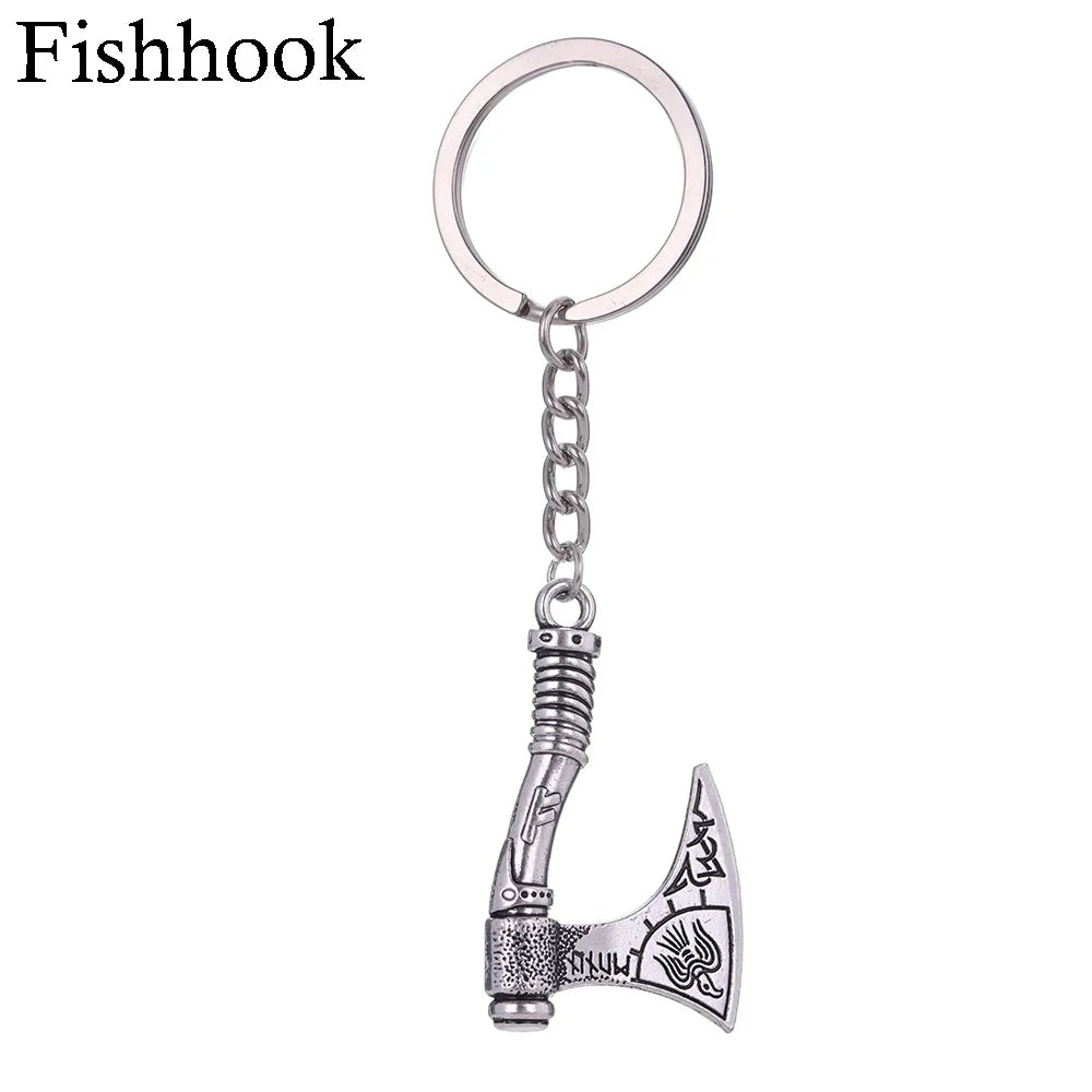 SKYRIM Viking Keychain – Punk Gothic Axe Talisman, Slavic Irish Knot Pagan Amulet Pendant, Men's Jewelry Gift