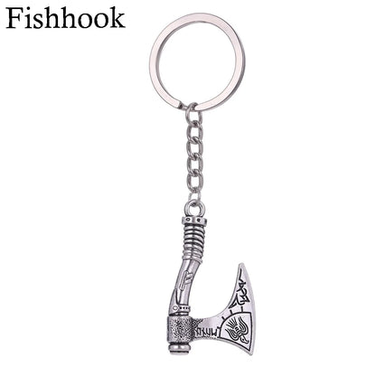 SKYRIM Viking Keychain – Punk Gothic Axe Talisman, Slavic Irish Knot Pagan Amulet Pendant, Men's Jewelry Gift