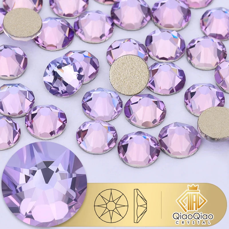 QIAO 2088 Crystal Nail Art Rhinestones — Flat Back Non-Hotfix Strass for DIY Nail Decorations (8 Big + 8 Small)