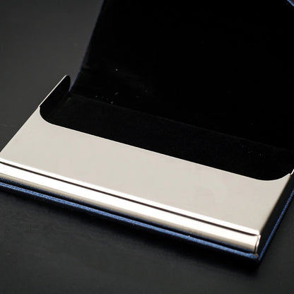 Luxury Laser Engraved Logo Wallet: PU Leather Business Card Holder for Women & Men - Fashion Brand Metal Aluminum Case for ID & Credit Cards