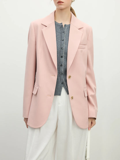 FSLE Pink Grey Women’s Casual Blazer Jacket – 2025 Spring Elegant Streetwear Chic Outfit