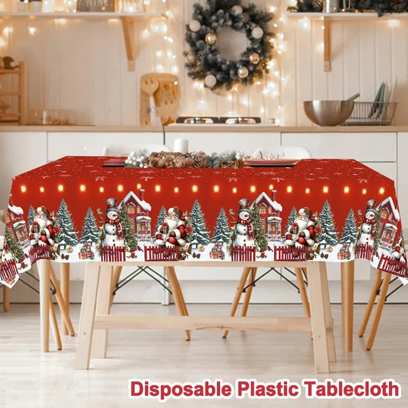 Christmas Santa Claus Tablecloth - Holiday Dining Table Cover Decor for Home, Navidad Noel & New Year Celebrations 2025