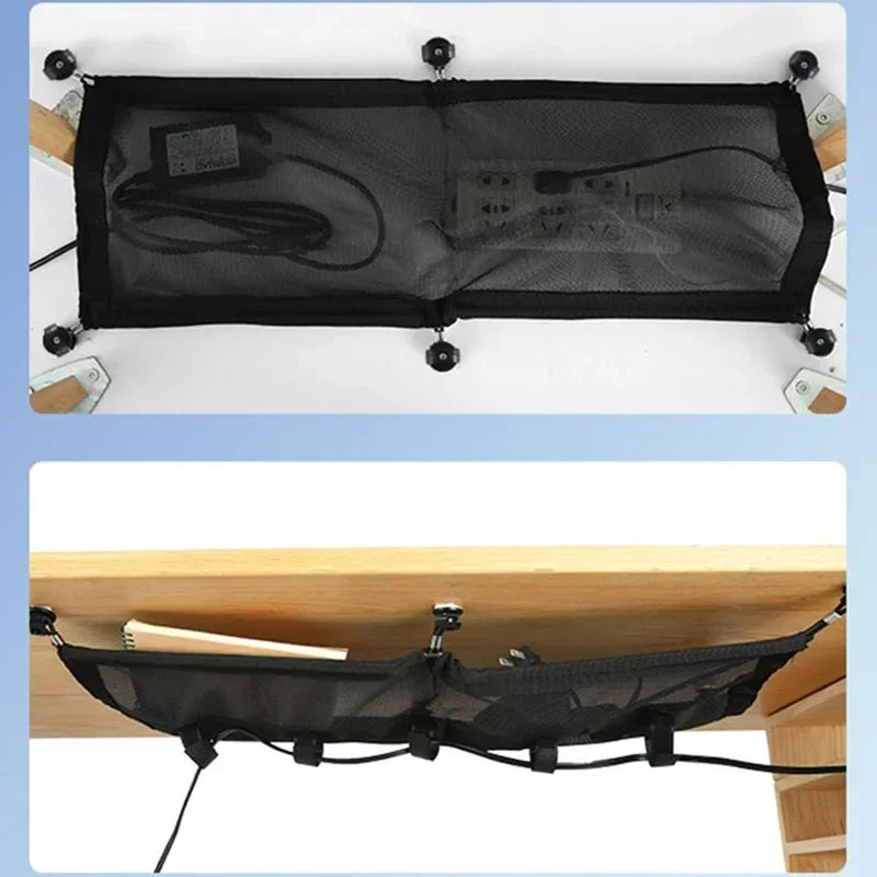 8-Hole Socket Cable Management Net – Under-Desk Cord Organizer Mesh for Flexible Wire and Cable Storage