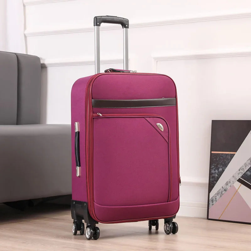 Ex Canvas Travel Suitcase – Trendy Fashionable Rolling Luggage with Combination Lock & 360° All-Direction Wheels for Business Travel