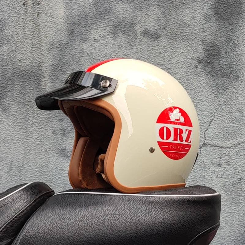 Retro 3/4 Semi-Open Motorcycle Helmet — Cross-Country Winter Riding Accessories