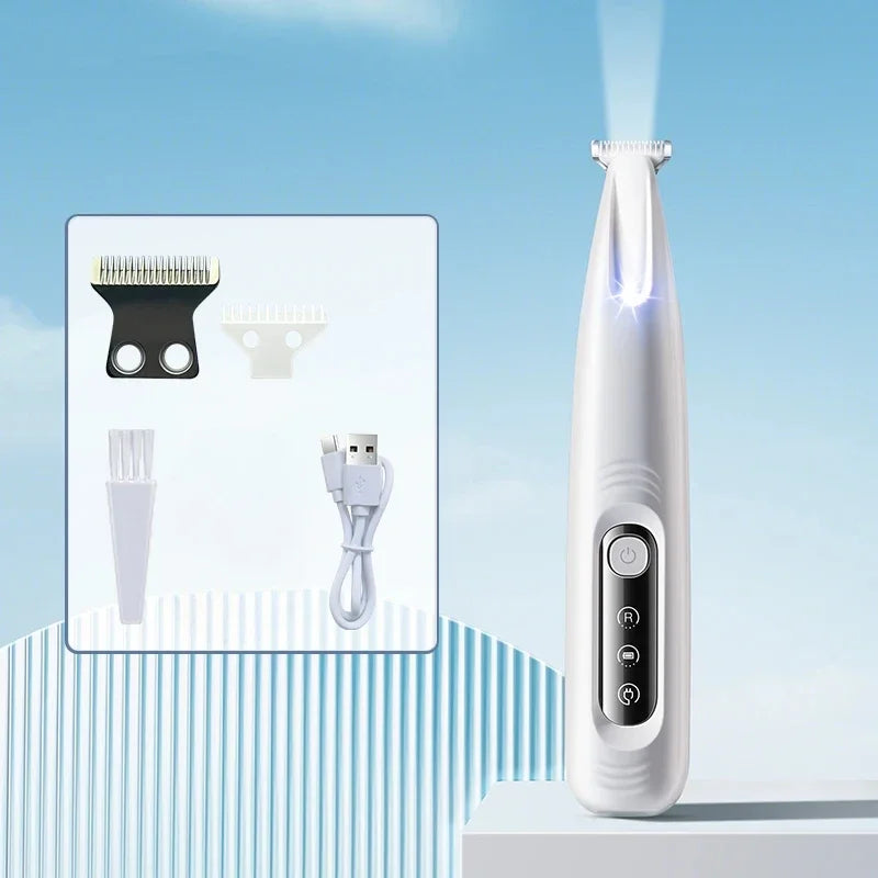 Type-C Dog Paw Trimmer - Waterproof Pet Hair Clippers with LED Light & Display, 18mm Wide Blade Grooming Tool
