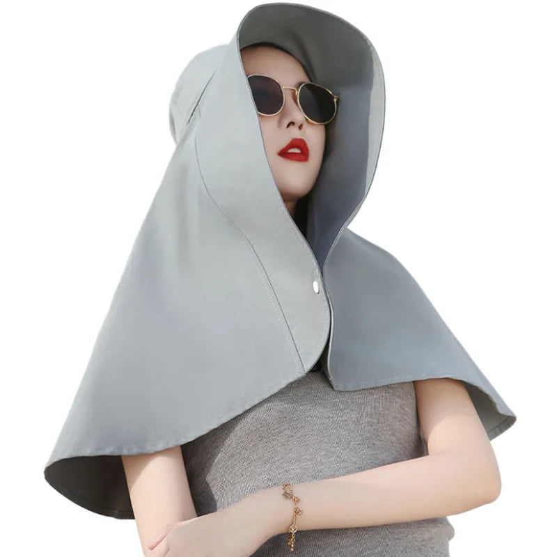 2024 New Women's Large Brim Sun Hat - Bucket Cap with Neck Flap for Full Anti-UV Protection - Washable Beach Panama Hat