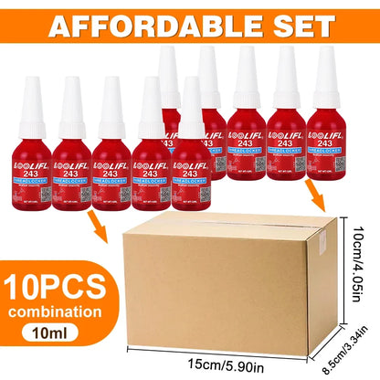LOOLIFL Blue Thread Locker 243 - Anaerobic Screw & Bolt Adhesive for Metal Fasteners, Rustproof Sealant
