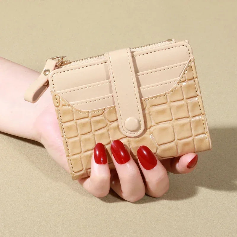 Elegant Women’s Multi-Card Wallet – PU Leather Double Zip Clutch Purse with Crocodile Pattern Storage Bag