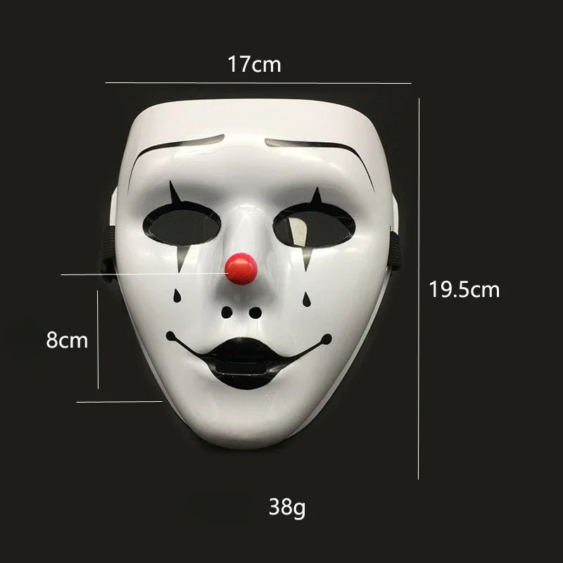 Halloween Masquerade Full Face Mask – Hand-Painted White & Black Gold Death Clown for Adults