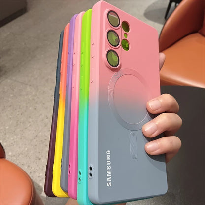 Gradient Color Lens Film Case for Samsung Galaxy S26/S25 FE/S24/S23/S22/S21/S20 Ultra Plus - Soft Silicone Camera Protection Cover