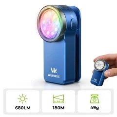 Wurkkos HD03 680LM Mini Clip Light - USB-C Rechargeable EDC Flashlight with RGB, Magnet & Spotlight/Floodlight